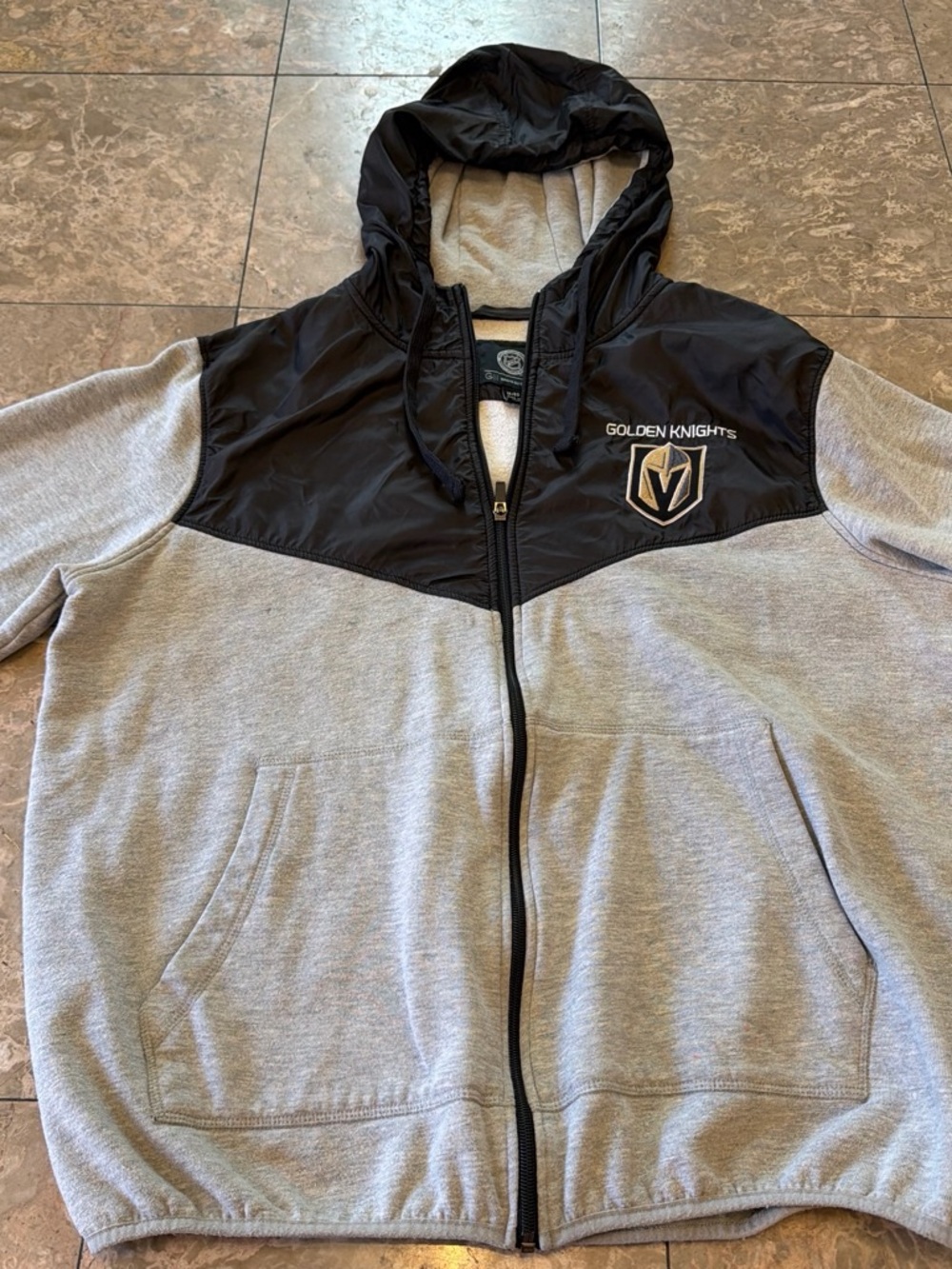 NHL Golden Knights Gray and Black Hooded Windbreaker
